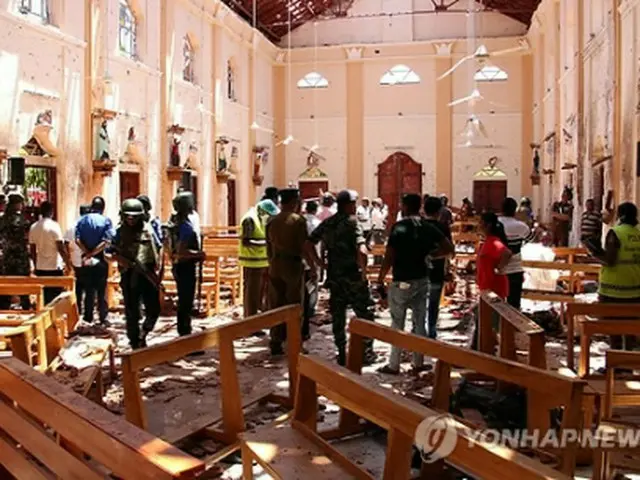 爆発が起きたスリランカのカトリック教会＝（AFP＝聯合ニュース）