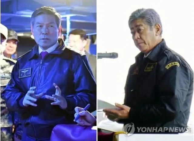 韓国の鄭景斗・国防部長官（左）と岩屋毅防衛相
