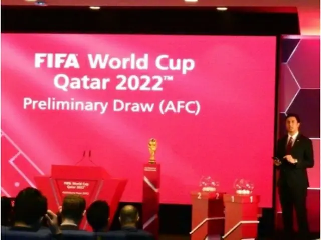 サッカーの２０２２年Ｗ杯カタール大会アジア２次予選の組み合わせ抽選が１７日、クアラルンプールで行われた＝（聯合ニュース）
