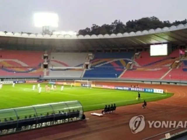 無観客試合で行われた韓国と北朝鮮戦（大韓サッカー協会提供）＝１５日、平壌（聯合ニュース）《転載・転用禁止》