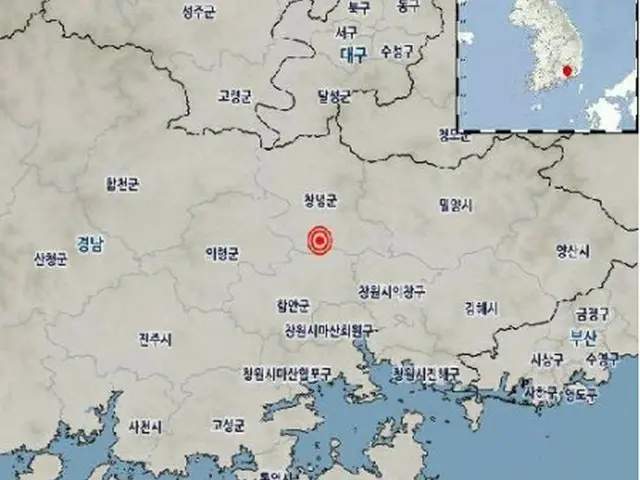 昌寧郡でＭ３．４の地震が発生した（気象庁提供）＝（聯合ニュース）≪転載・転用禁止≫