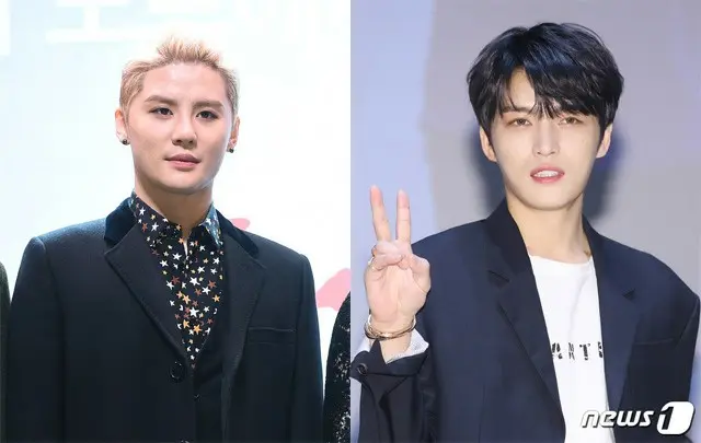 韓国歌手キム・ジェジュン（JYJ/写真右）がキム・ジュンス（JYJ/写真左）にエールを送って話題になっている。（写真提供:news1）