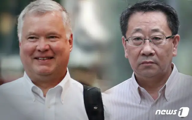 スティーブン・ビーガン米国務省特別代表とキム・ミョンギル北朝鮮外務省巡回大使（提供:news1）