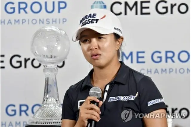 優勝インタビューでの金世ヨン＝（ＡＰ＝聯合ニュース）