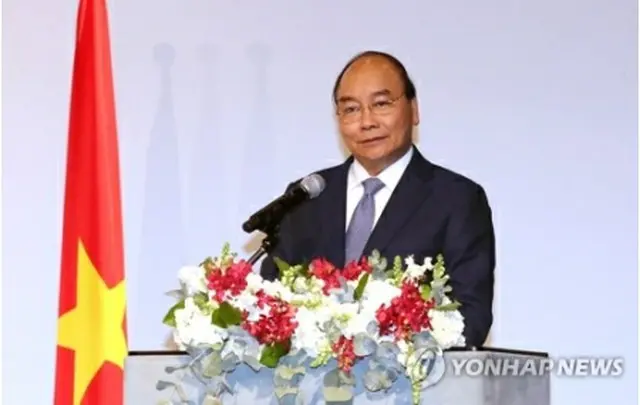 ビジネスフォーラムで演説するフック首相＝２８日、ソウル（聯合ニュース）