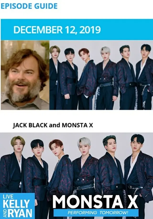 「MONSTA X」、米トークショー「LIVE！with Kelly ＆ Ryan」にジャック・ブラックと出演、現地活動相次ぐ（提供:news1）