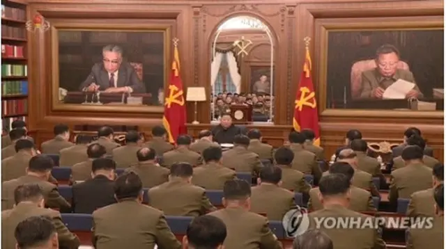 北朝鮮の朝鮮中央テレビが報じた朝鮮労働党の中央軍事委員会拡大会議（朝鮮中央テレビ＝聯合ニュース）≪転載・転用禁止≫