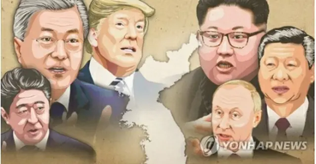 朝鮮半島と周辺国の首脳（イラスト）＝（聯合ニュース）