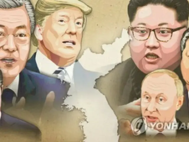 朝鮮半島と周辺国の首脳（イラスト）＝（聯合ニュース）