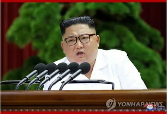 朝鮮中央通信は３１日、前日に３日目の党中央委総会が開かれたと報じた。総会で発言する金委員長＝（聯合ニュース）≪転載・転用禁止≫