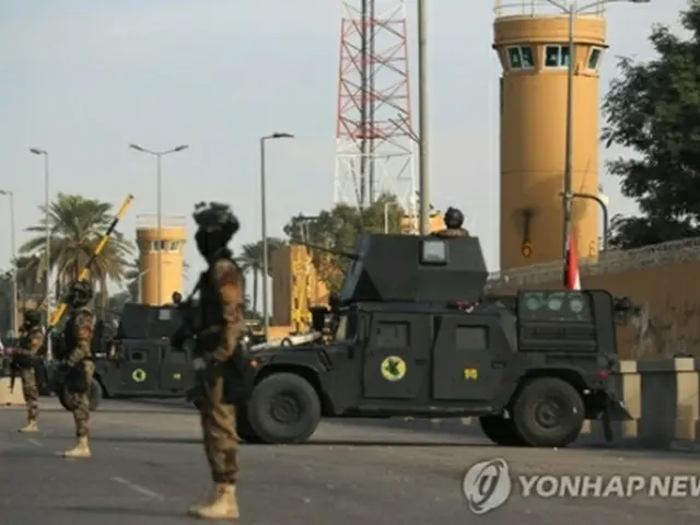 米大使館を警備するイラクの対テロ部隊＝（ＡＦＰ＝聯合ニュース）