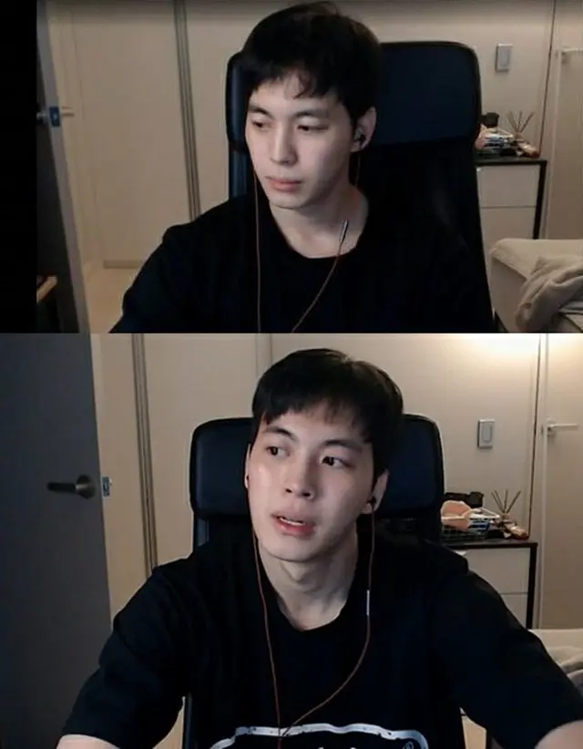 1日午前、Twitchで個人生放送を始めた「VIXX」ホンビン。（提供:OSEN）