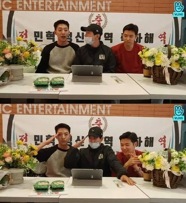 韓国バンド「CNBLUE」メンバーのジョン・ヨンファが、カン・ミンヒョクとイ・ジョンシンの除隊を祝った。（画像提供:OSEN）