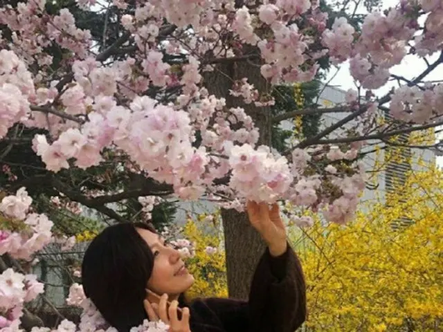 キム・ヒエ、満開な桜の下から近況報告「『夫婦の世界』撮影中」…年齢を感じさせない美しさ（提供:OSEN）