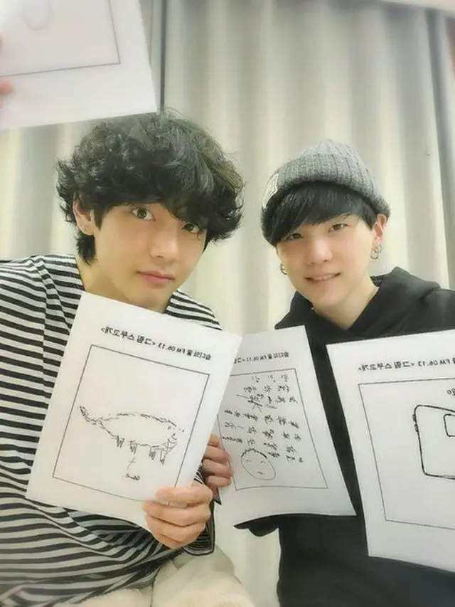 「BTS（防弾少年団）」V＆SUGA、SNSで近況報告…すっぴんでもイケメンの2人の画伯が実力を公開（提供:OSEN）