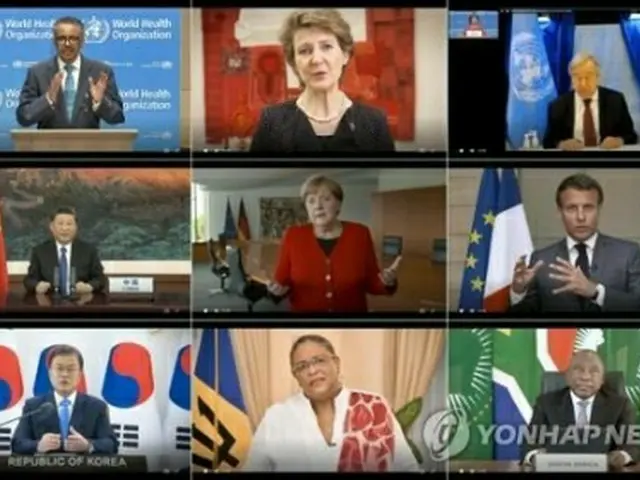 文在寅（ムン・ジェイン）大統領（下段左端）をはじめ、各国の首脳が演説を行った＝（ＡＦＰ＝聯合ニュース）
