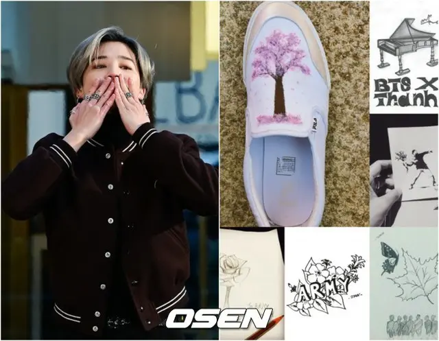 カスタムシューズを公開した「BTS（防弾少年団）」JIMINが、絵の実力まで全世界のファンの間で話題になっている。（提供:OSEN）