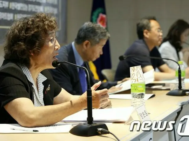 昨年開かれた討論会で発言している、韓国の“太平洋戦争犠牲者遺族会”会長（提供:news1）