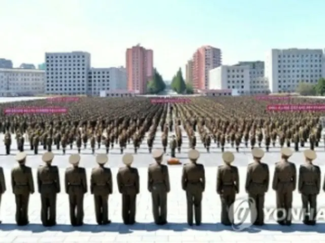 2017年9月に人民保安省が開催した軍人集会（朝鮮中央通信）＝（聯合ニュース）≪転載・転用禁止≫