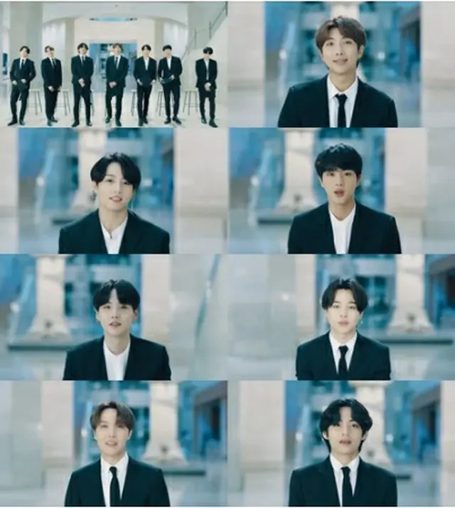 バーチャル卒業式「Dear　Class　of　2020」で祝辞を述べるBTS（ビッグヒットエンターテインメント提供）＝（聯合ニュース）≪転載・転用禁止≫