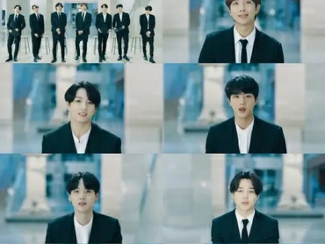 バーチャル卒業式「Dear　Class　of　2020」で祝辞を述べるBTS（ビッグヒットエンターテインメント提供）＝（聯合ニュース）≪転載・転用禁止≫