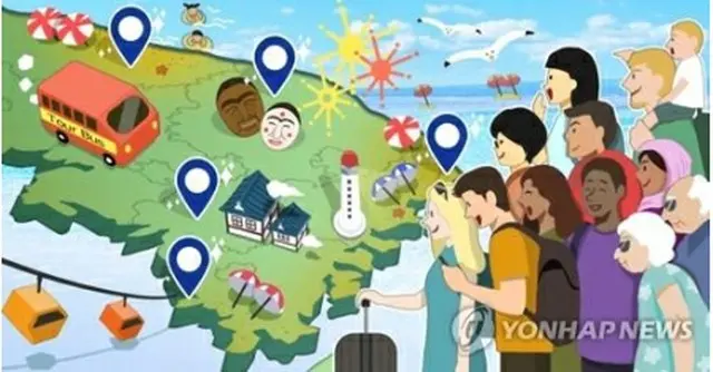 外国人観光客の滞在期間が短くなり、支出額も減ったことが調査で明らかになった（イラスト）＝（聯合ニュース）
