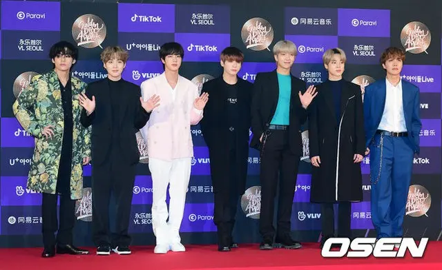「BTS（防弾少年団）」RM、ジン、SUGA、J-HOPE、ジミン、Vが大学院生となる。（提供:OSEN）
