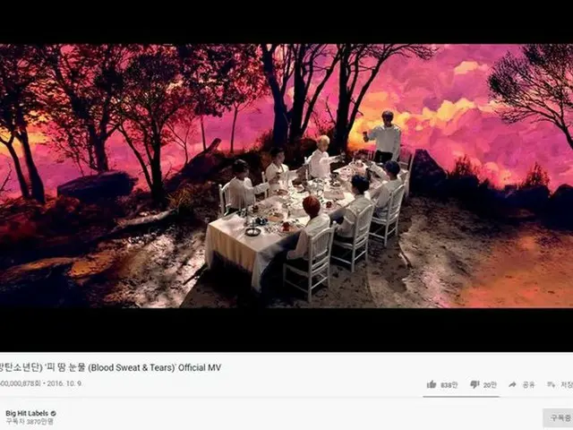 「BTS（防弾少年団）」の「Blood Sweat ＆ Tears」のミュージックビデオが6億回再生を突破した。（提供:OSEN）
