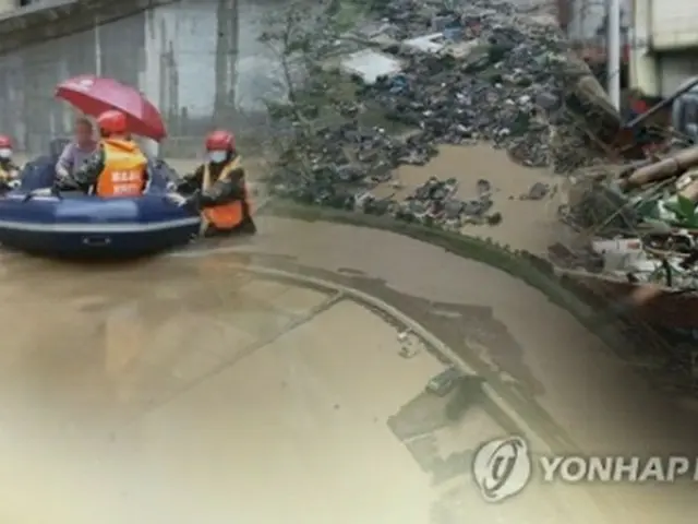 記録的な大雨により日本や中国は大きな被害を受けた（コラージュ）＝（聯合ニュースＴＶ）