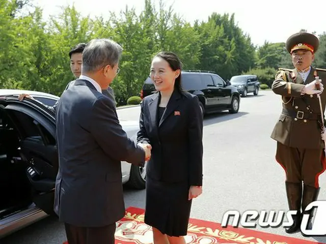 文在寅 韓国大統領と金与正 北朝鮮労働党第1副部長（提供:news1）