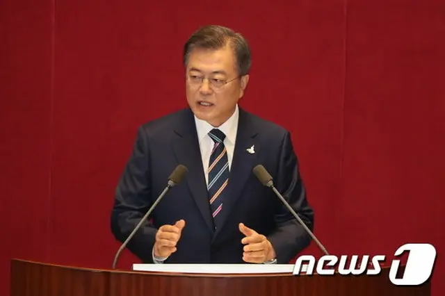 韓国の文在寅 大統領は16日午後、国会の開院式に参席した（提供:news1）