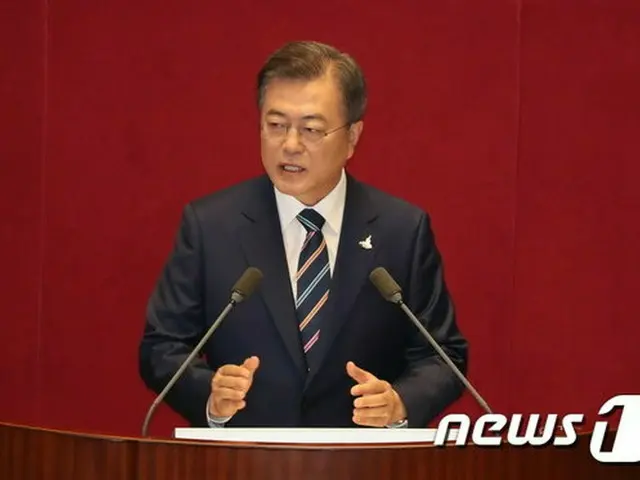 韓国の文在寅 大統領は16日午後、国会の開院式に参席した（提供:news1）