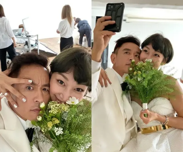 女優ピョン・ジョンスが夫と結婚25周年を迎えリマインド結婚式（結婚記念日にもう一度する結婚式）をした。（提供:OSEN）