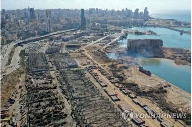 ５日（現地時間）に撮影された爆発現場の様子＝（ＡＦＰ＝聯合ニュース）