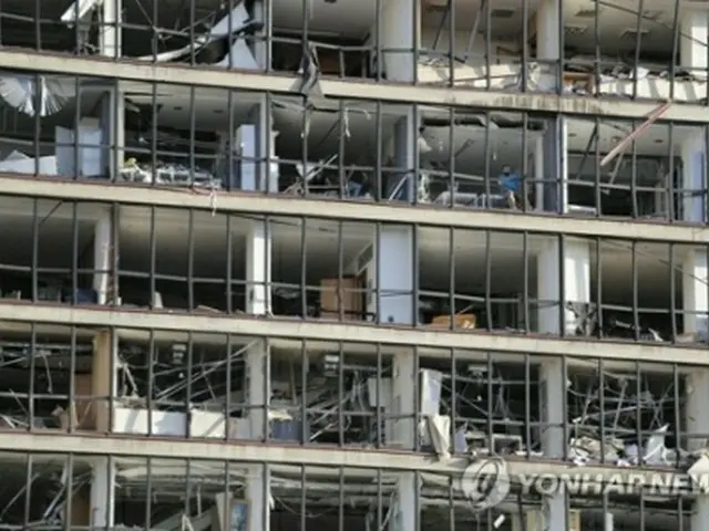 レバノンの首都ベイルートで４日に起きた大規模爆発により被害を受けた建物（資料写真）＝（ＡＰ＝聯合ニュース）≪転載・転用禁止≫