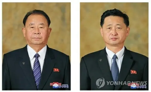 李炳哲氏（左）と金徳訓氏。朝鮮中央通信は１４日、前日の朝鮮労働党中央委員会政治局会議で李炳哲氏と金徳訓氏が政治局常務委員に選出されたと報じた＝（朝鮮中央通信＝聯合ニュース）≪転載・転用禁止≫