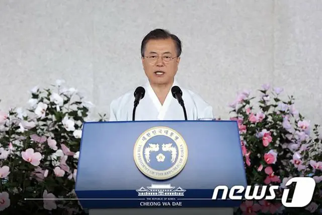韓国の文在寅 大統領は、）第75周年“光復節”を迎え 「新たな光復論」を提示した（提供:news1）