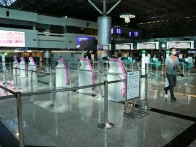 閑散とした台湾桃園国際空港＝（聯合ニュース）