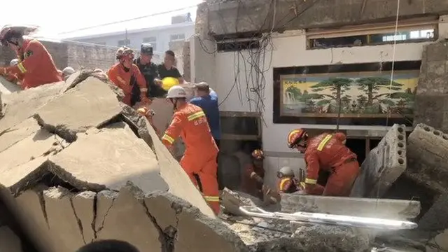 レストランの倒壊により37人が下敷きに…5人が死亡＝中国山西省（画像:CGTNの報道資料より）