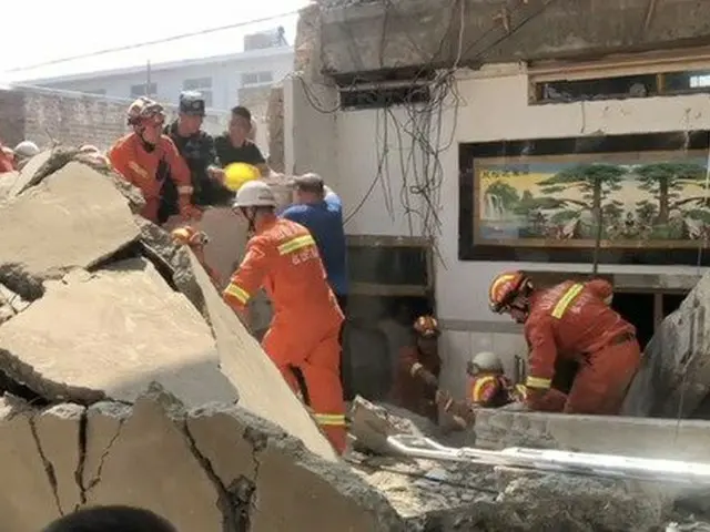 レストランの倒壊により37人が下敷きに…5人が死亡＝中国山西省（画像:CGTNの報道資料より）