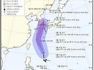 台風９号が北上　９月３日に韓国・釜山付近を通過か