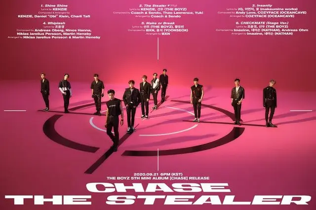 「THE BOYZ」が公式SNSで、5thミニアルバム「CHASE」のトラックリストイメージを公開した。（画像提供:wowkorea）