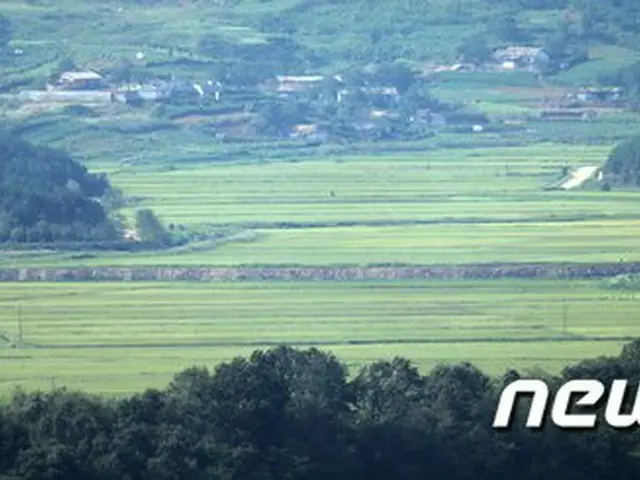 韓国 坡州市の南北境界線地域からみえる、北朝鮮の風景（画像提供:wowkorea）