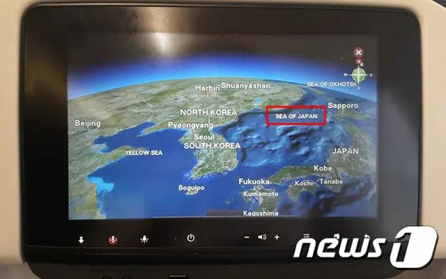 トルコの航空機内の「日本海（Sea of Japan）」表記（画像提供:wowkorea）