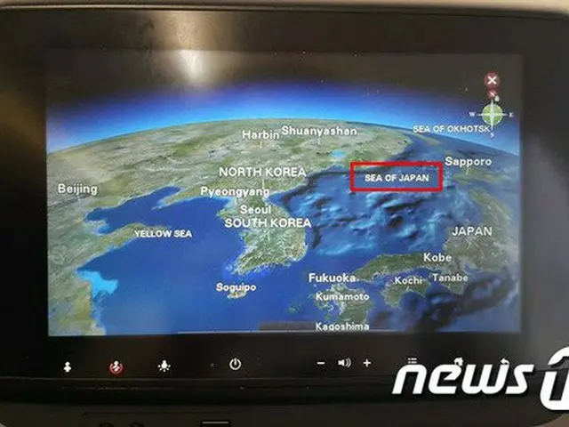トルコの航空機内の「日本海（Sea of Japan）」表記（画像提供:wowkorea）