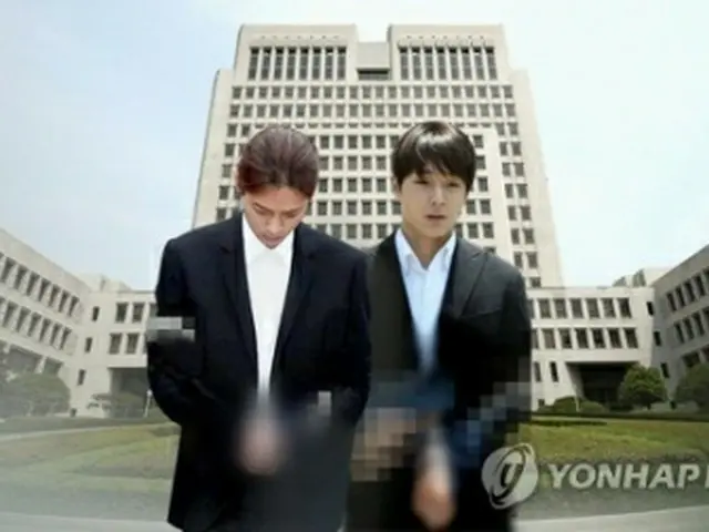チョン・ジュニョン被告（左）とチェ・ジョンフン被告＝（聯合ニュースTV）