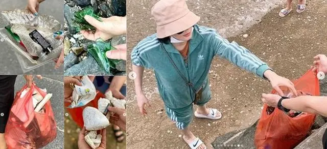 女優キム・ヘス、海辺でごみ拾い＝ネットユーザーは「ごみ拾いをする姿を見て反省した」（提供:News1)