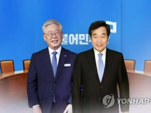 李洛淵氏（右）と李在明氏＝（聯合ニュースTV）