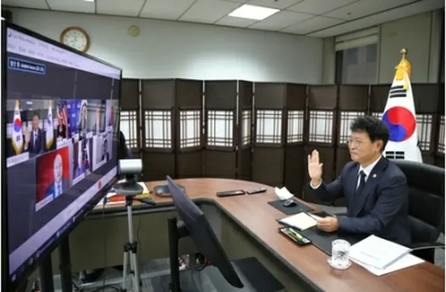 テレビ会議の様子（特許庁提供）＝（聯合ニュース）≪転載・転用禁止≫