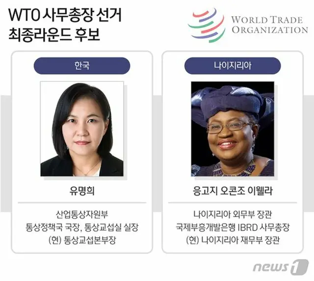 韓国のユ・ミョンヒ（兪明希）候補と、ナイジェリアのヌコジ・オコンジョイウェアラ候補（画像提供:wowkorea）